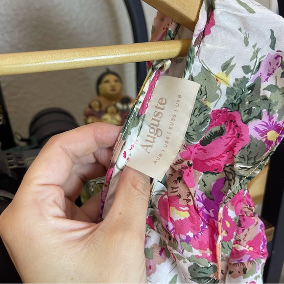 Auguste The Label Floral Pattern Mini Dress Boho Size 4 Colorful Pink Spring - Picture 4 of 11